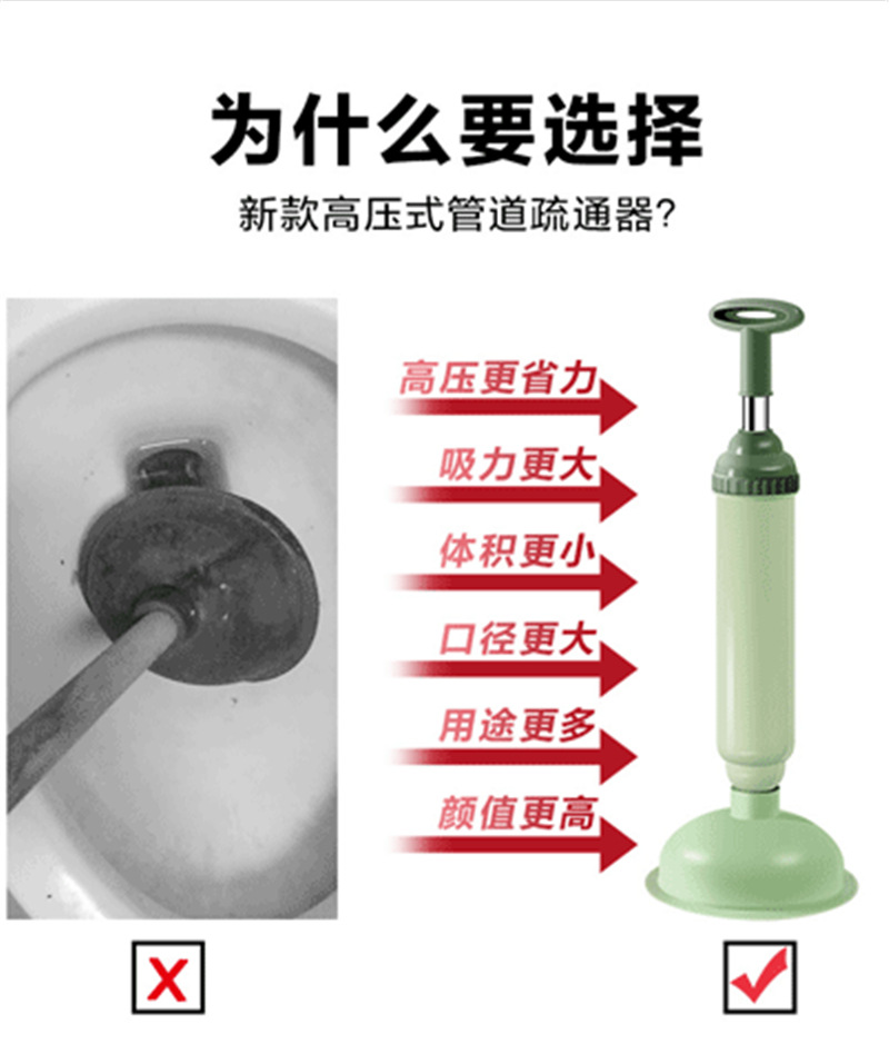 New Toilet Dredger Toilet Suck Sewer Dredger Toilet Plunger Stainless Steel Tube Vacuum Suction