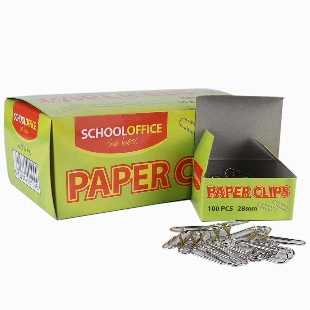 Office supplies metal paper clip material fixed pin clip boxed paper clip wholesale 28mm