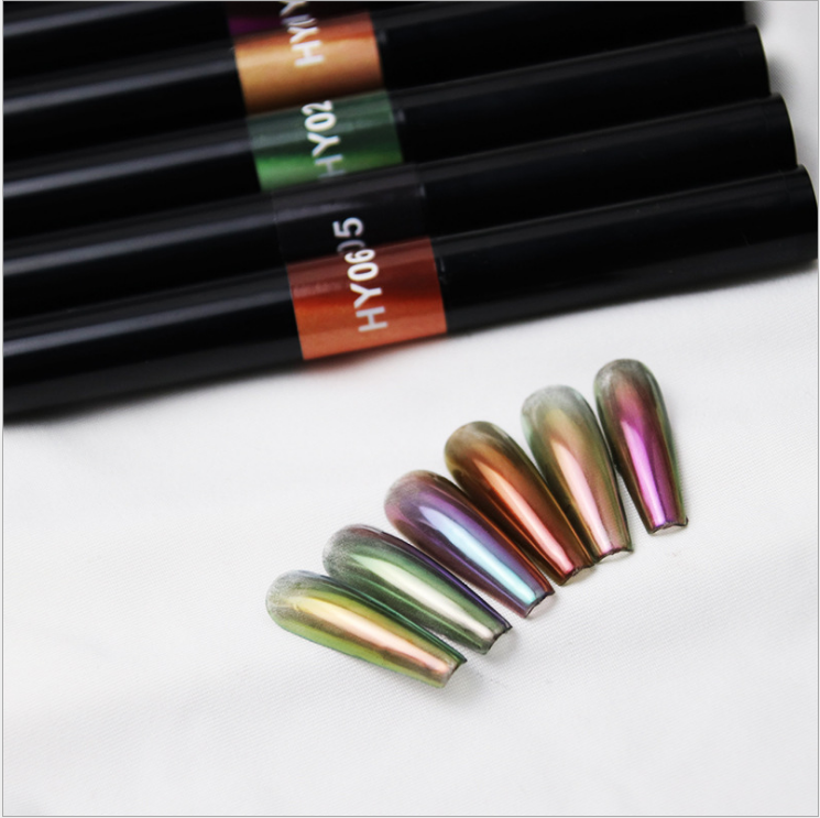 Cross-Border New Nail Air Cushion Aurora Magic Pen Magic Mirror Pen Phantom Barbie Powder Solid Chalk Nail Brush Set