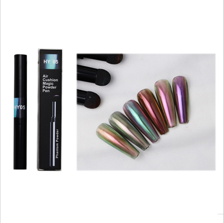 Cross-Border New Nail Air Cushion Aurora Magic Pen Magic Mirror Pen Phantom Barbie Powder Solid Chalk Nail Brush Set