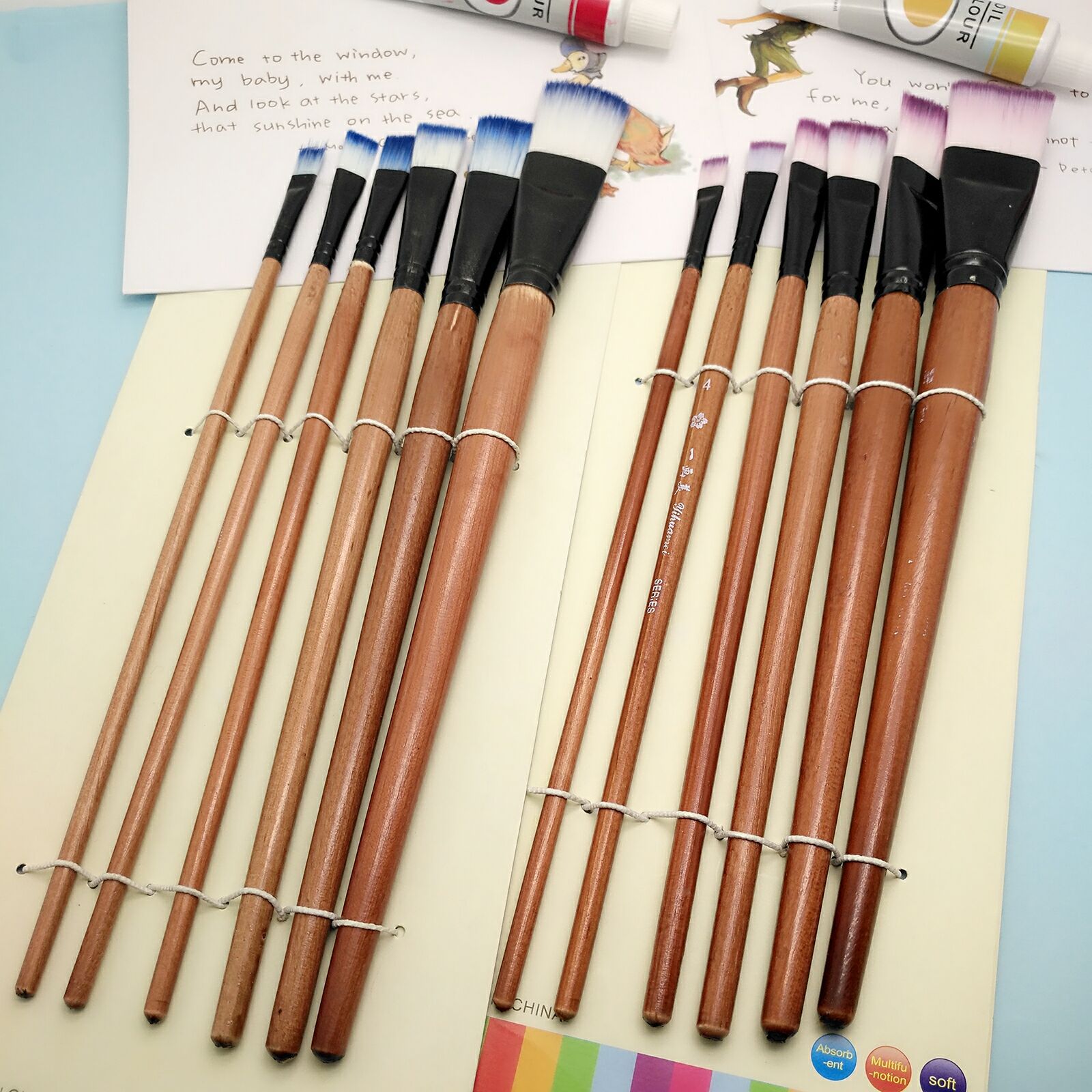 Sakura 820 high-grade nylon brush set wooden painting pen chalk painting watercolor brushes Sakura 820 high-grade nylon brush set wooden painting pen chalk painting watercolor brushes