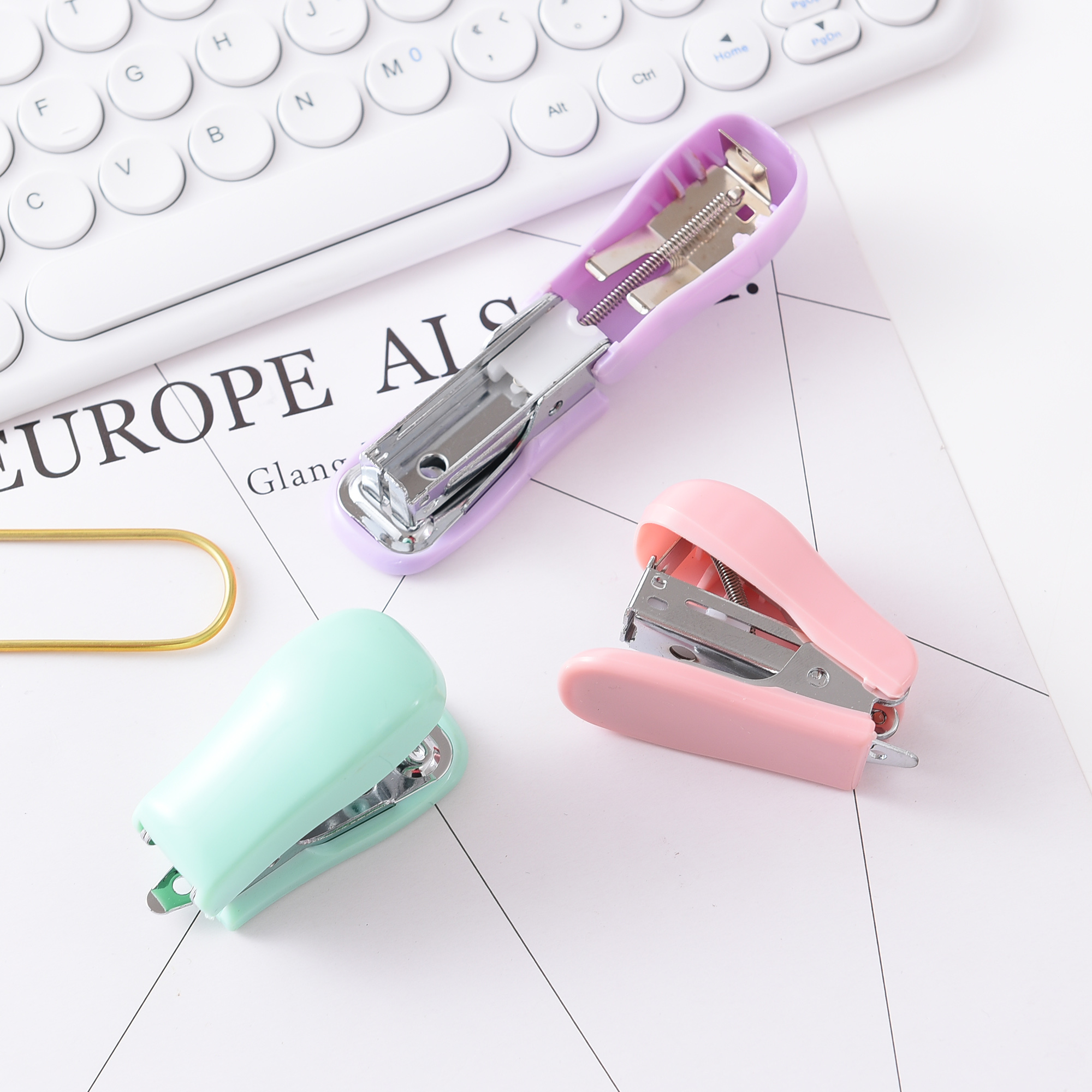Factory direct LOGO customized metal office mini Macaron stapler 10# stapler