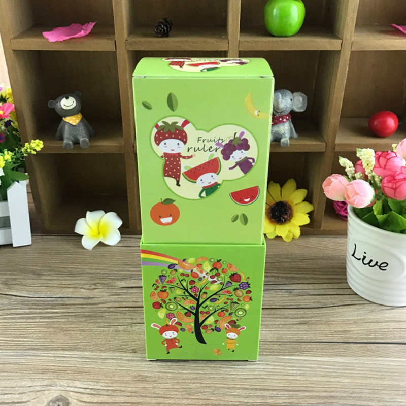 Factory direct sales fruit ruler wholesale cartoon mini plastic measuring ruler 15cm math class learning supplies