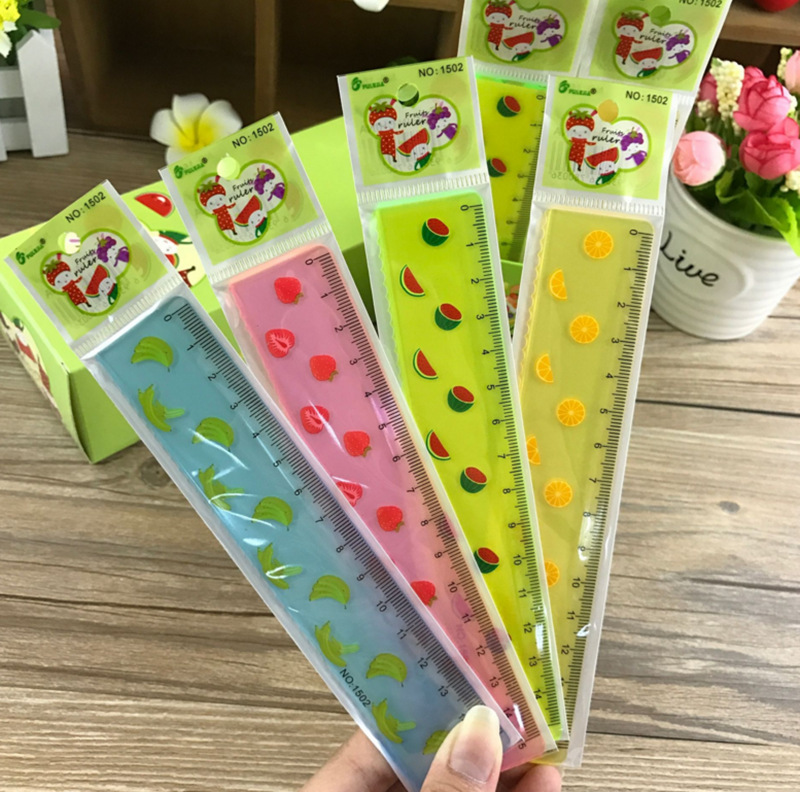 Factory direct sales fruit ruler wholesale cartoon mini plastic measuring ruler 15cm math class learning supplies Factory direct sales fruit ruler wholesale cartoon mini plastic measuring ruler 15cm math class learning supplies