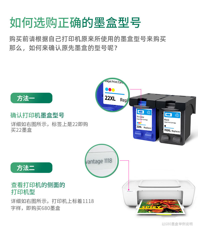 Cainuo Compatible with Hp702 Ink Cartridge 22 Ink Cartridge Hpj3508 J3606 J3608 J5508 Printer Ink Cartridge