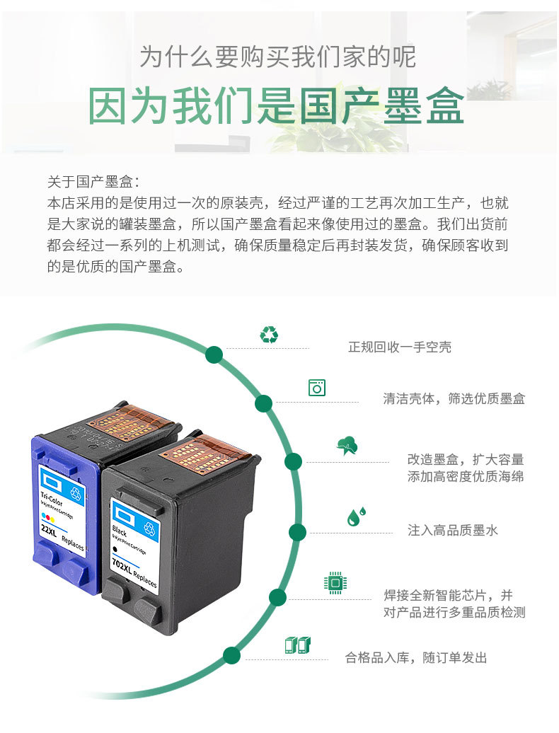 Cainuo Compatible with Hp702 Ink Cartridge 22 Ink Cartridge Hpj3508 J3606 J3608 J5508 Printer Ink Cartridge