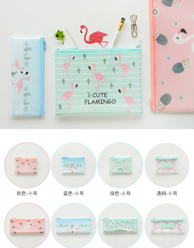 Korean pen bag student stationery flamingo MINI mesh bag creative cute cartoon file bag Korean pen bag student stationery flamingo MINI mesh bag creative cute cartoon file bag