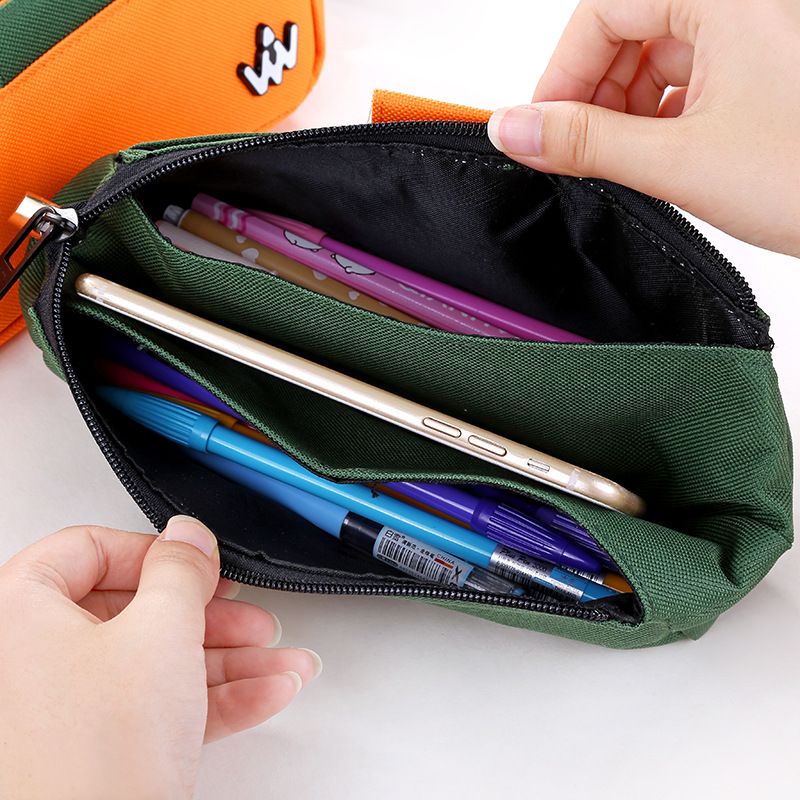 Simple canvas pencil box art pen storage box students large capacity multi-functional creative pen bag