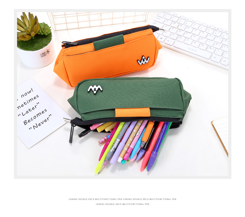Simple canvas pencil box art pen storage box students large capacity multi-functional creative pen bag Simple canvas pencil box art pen storage box students large capacity multi-functional creative pen bag