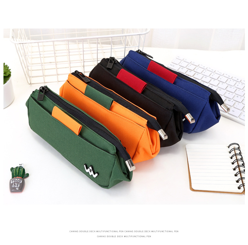 Simple canvas pencil box art pen storage box students large capacity multi-functional creative pen bag Simple canvas pencil box art pen storage box students large capacity multi-functional creative pen bag