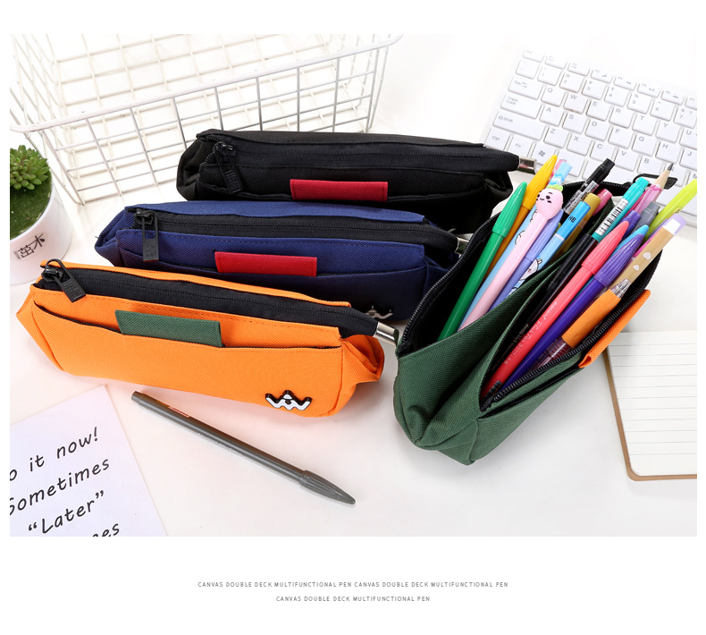 Simple canvas pencil box art pen storage box students large capacity multi-functional creative pen bag Simple canvas pencil box art pen storage box students large capacity multi-functional creative pen bag