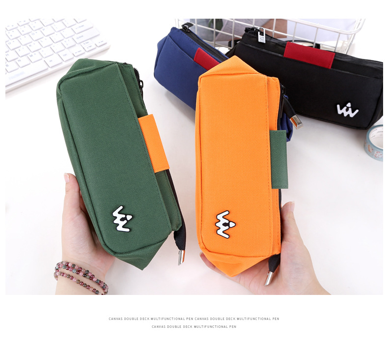 Simple canvas pencil box art pen storage box students large capacity multi-functional creative pen bag Simple canvas pencil box art pen storage box students large capacity multi-functional creative pen bag