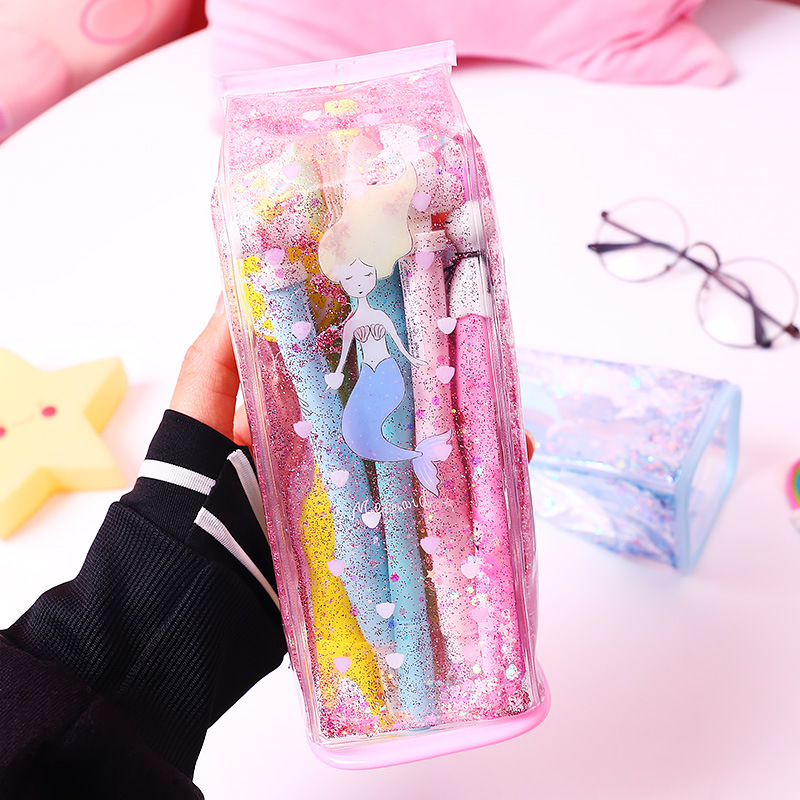 Creative liquid sand milk pen bag three dimensional large capacity pencil storage bag students gift stationery box