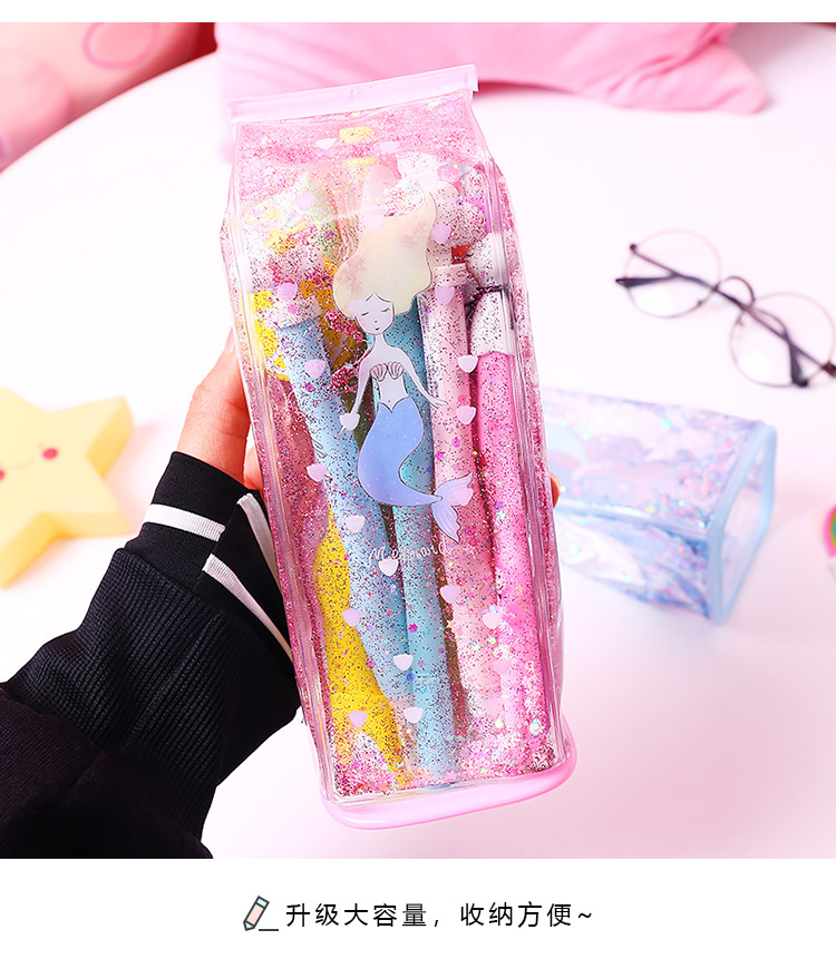 Creative liquid sand milk pen bag three dimensional large capacity pencil storage bag students gift stationery box Creative liquid sand milk pen bag three dimensional large capacity pencil storage bag students gift stationery box