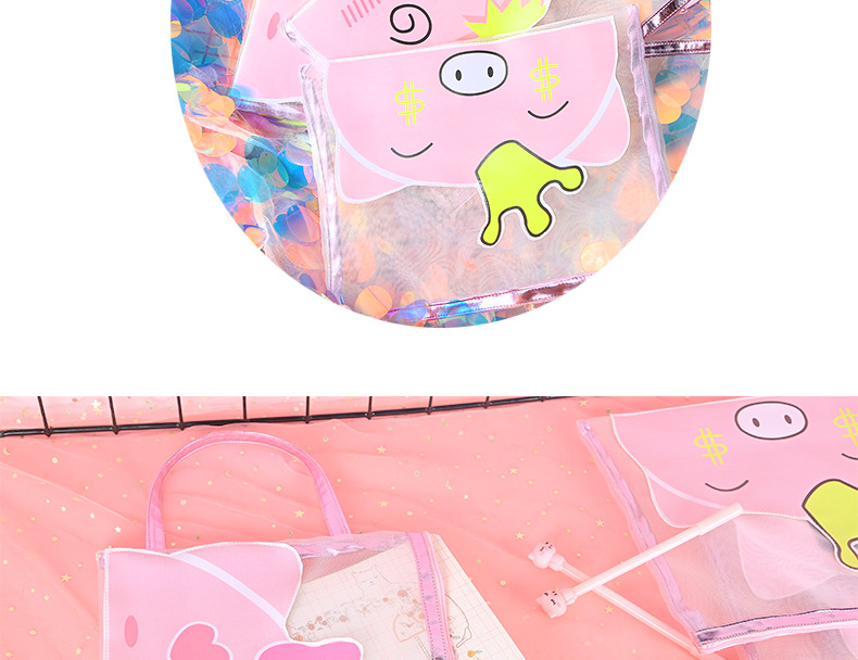 Korean edition, lovely pig gauze file bag zipper pen bag soft adorable students large capacity paper debris storage bag Korean edition, lovely pig gauze file bag zipper pen bag soft adorable students large capacity paper debris storage bag