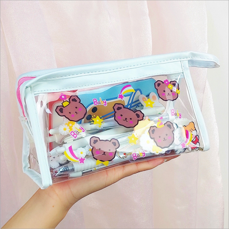 Internet Celebrity Pencil Case Transparent Pencil Case Stationery Case PVC Pen Bag Cosmetic Bag Wash Bag Storage Bag