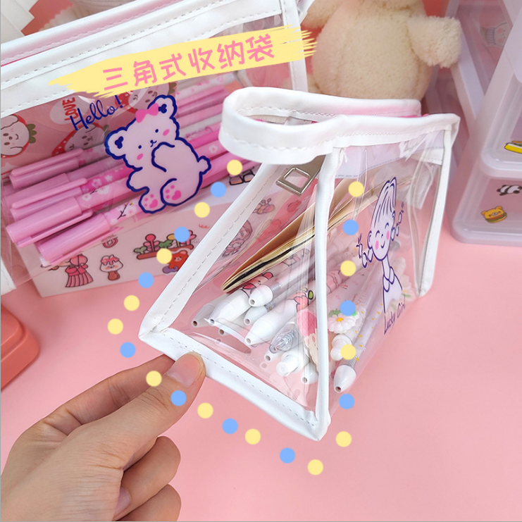 Internet Celebrity Pencil Case Transparent Pencil Case Stationery Case PVC Pen Bag Cosmetic Bag Wash Bag Storage Bag