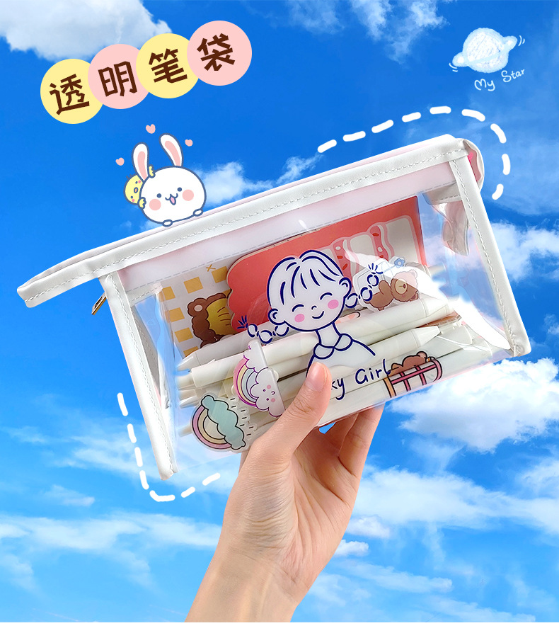Internet Celebrity Pencil Case Transparent Pencil Case Stationery Case PVC Pen Bag Cosmetic Bag Wash Bag Storage Bag Internet Celebrity Pencil Case Transparent Pencil Case Stationery Case PVC Pen Bag Cosmetic Bag Wash Bag Storage Bag