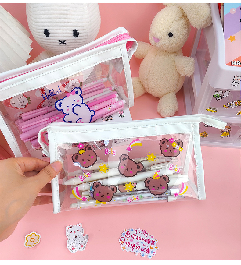 Internet Celebrity Pencil Case Transparent Pencil Case Stationery Case PVC Pen Bag Cosmetic Bag Wash Bag Storage Bag Internet Celebrity Pencil Case Transparent Pencil Case Stationery Case PVC Pen Bag Cosmetic Bag Wash Bag Storage Bag