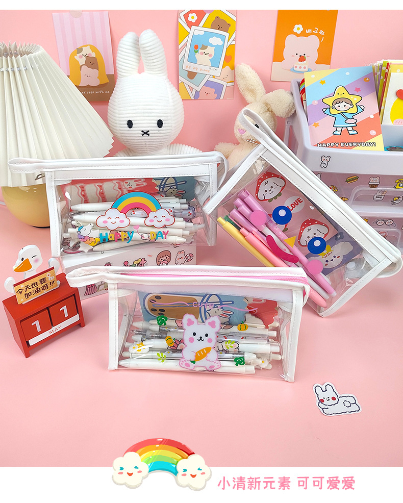 Internet Celebrity Pencil Case Transparent Pencil Case Stationery Case PVC Pen Bag Cosmetic Bag Wash Bag Storage Bag Internet Celebrity Pencil Case Transparent Pencil Case Stationery Case PVC Pen Bag Cosmetic Bag Wash Bag Storage Bag
