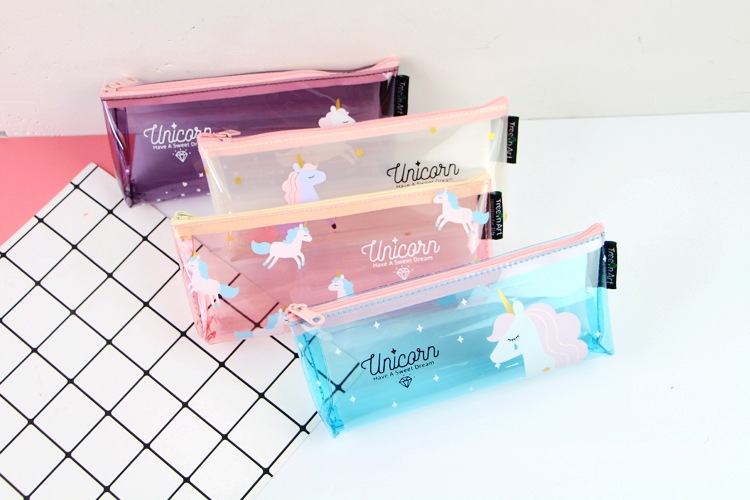 Unicorn clear pen bag ins hot style inverted trapezoid pen bag stationery bag Unicorn pen bag pvc pencil case Unicorn clear pen bag ins hot style inverted trapezoid pen bag stationery bag Unicorn pen bag pvc pencil case