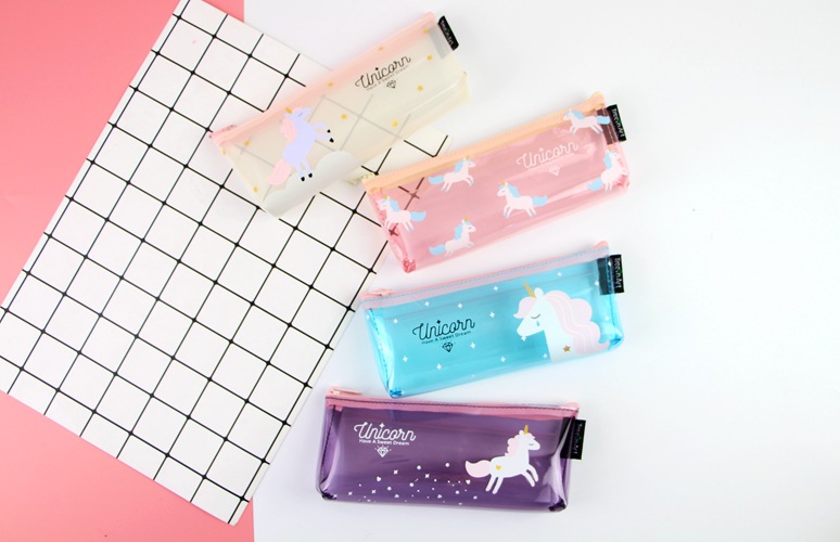 Unicorn clear pen bag ins hot style inverted trapezoid pen bag stationery bag Unicorn pen bag pvc pencil case Unicorn clear pen bag ins hot style inverted trapezoid pen bag stationery bag Unicorn pen bag pvc pencil case
