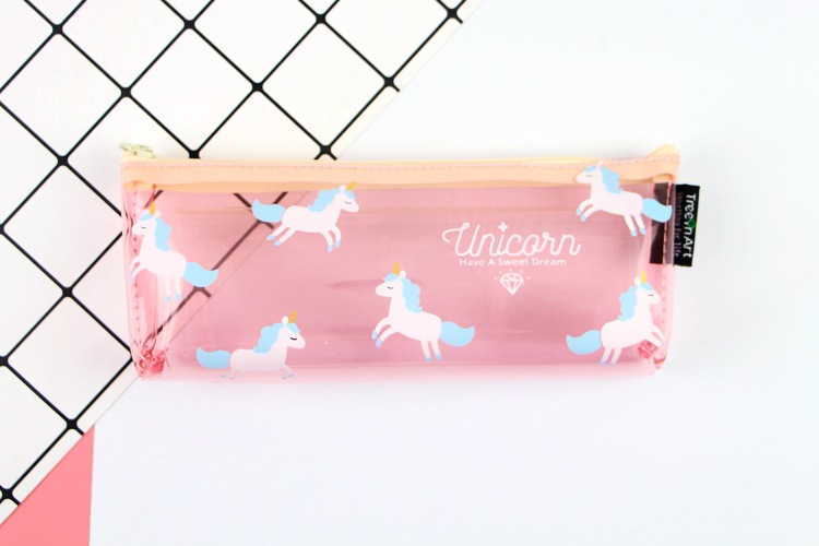 Unicorn clear pen bag ins hot style inverted trapezoid pen bag stationery bag Unicorn pen bag pvc pencil case Unicorn clear pen bag ins hot style inverted trapezoid pen bag stationery bag Unicorn pen bag pvc pencil case