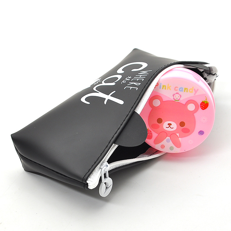 Creative Korean cat plastic pen bag simple student Korean pen bag storage bag stationery bag zero wallet cosmetic bag