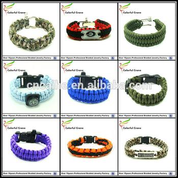 Stainless steel clasp bracelet, plastic buckle bracelet, survival cord bracelet