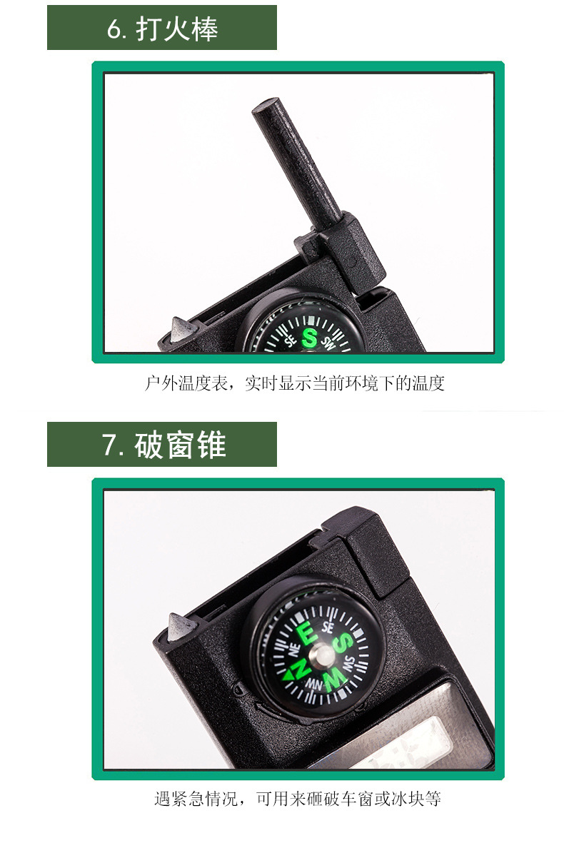 Cord Woven Survival Firestone Compass Watch Outdoor MultiFunctional SevenCore Parachute Cord Woven Bracelet Watch