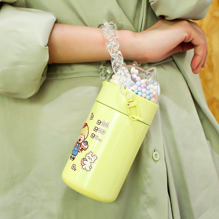 Creative 304 Stainless Steel Vacuum Cup Girls Outdoor Paracord Survival Bracelet Macaron Bubble Ball Portable Water Cup