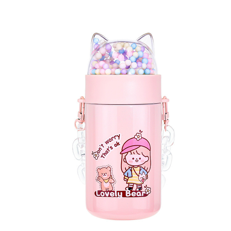 Creative 304 Stainless Steel Vacuum Cup Girls Outdoor Paracord Survival Bracelet Macaron Bubble Ball Portable Water Cup