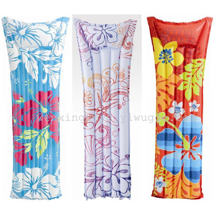 Floating row inflatable sleeping pad printing bed beach mat inflatable water bed cushion