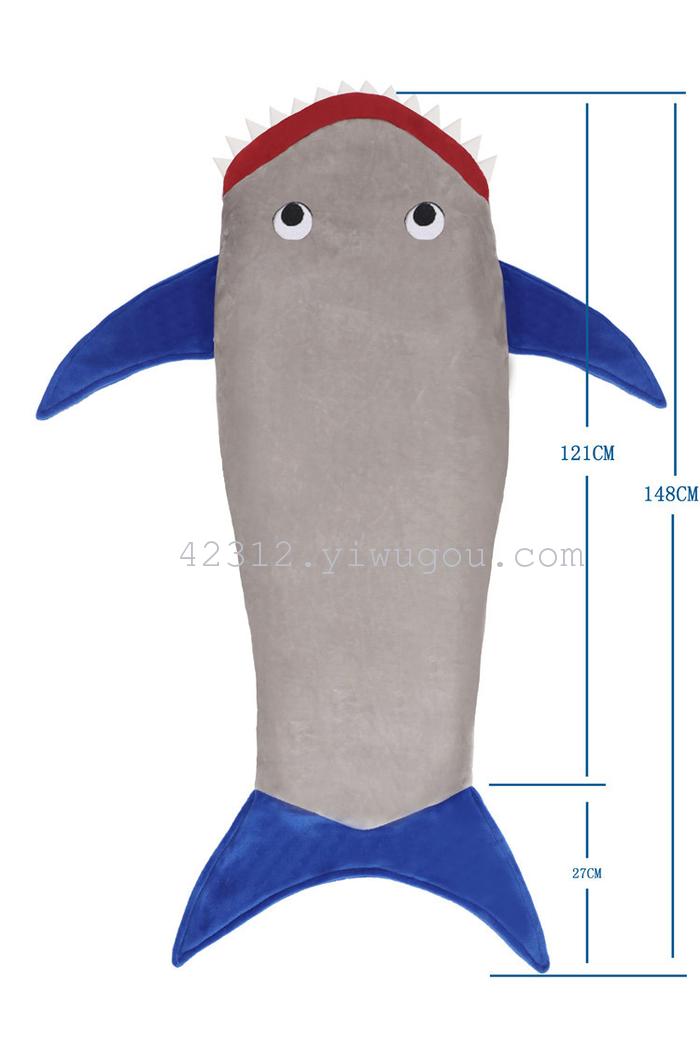 Hot baby boys and girls flannel sleeping bag children cartoon shark's tail