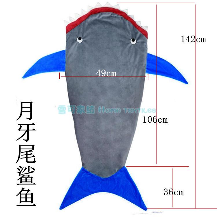 Hot baby boys and girls flannel sleeping bag children cartoon shark's tail