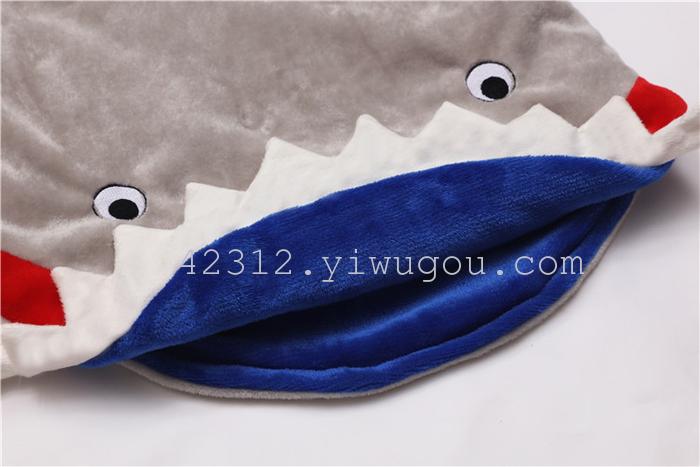 Hot baby boys and girls flannel sleeping bag children cartoon shark's tail