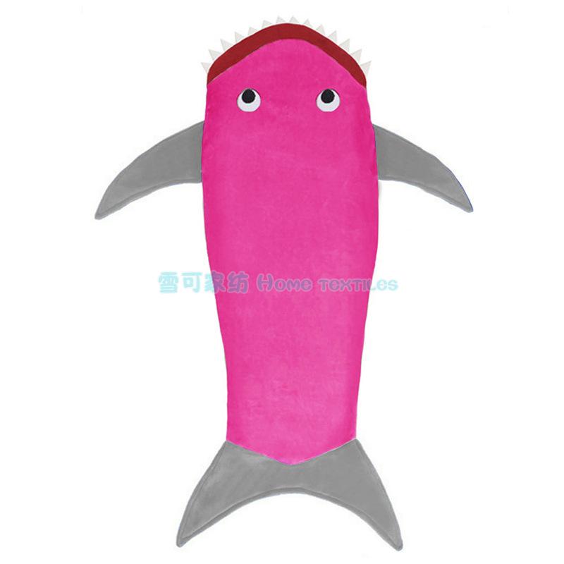 Hot baby boys and girls flannel sleeping bag children cartoon shark's tail