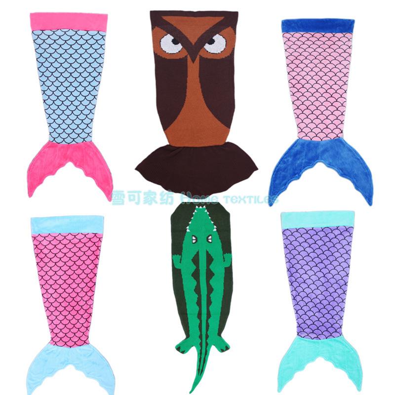 Hot baby boys and girls flannel sleeping bag children cartoon shark's tail