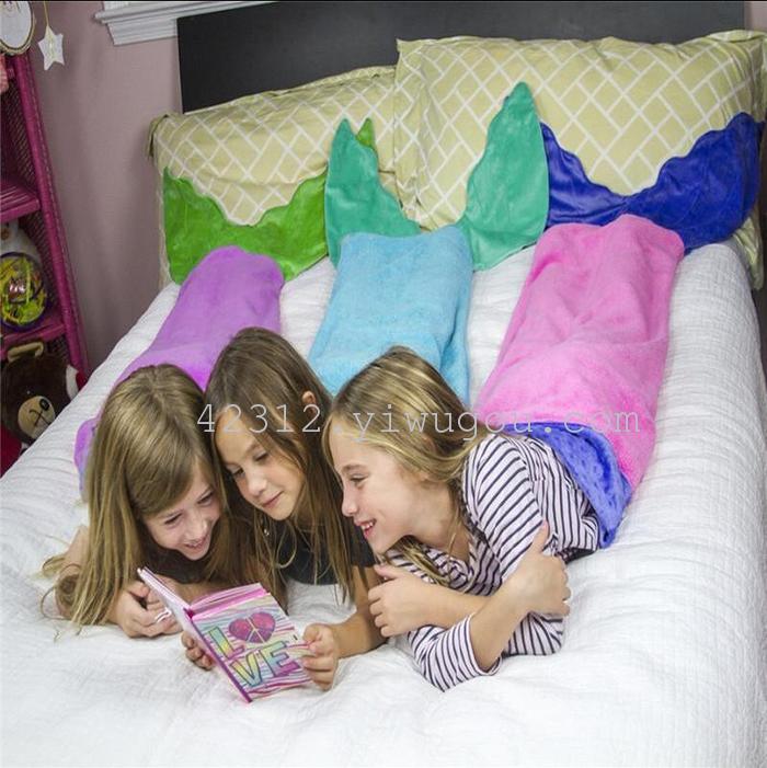 Hot baby boys and girls flannel sleeping bag children cartoon shark's tail