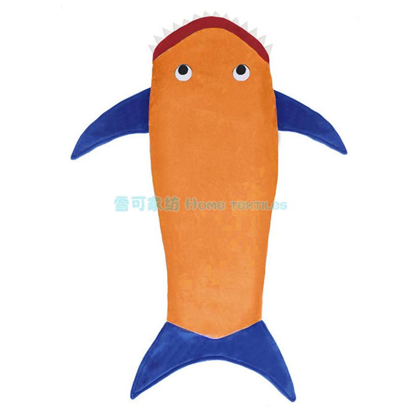 Hot baby boys and girls flannel sleeping bag children cartoon shark's tail