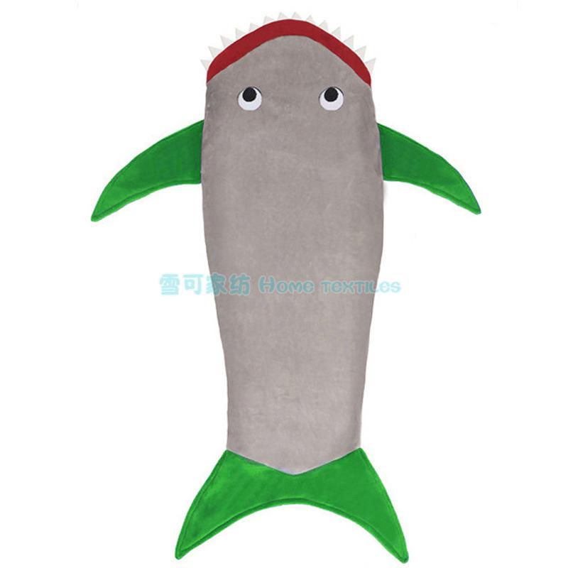 Hot baby boys and girls flannel sleeping bag children cartoon shark's tail