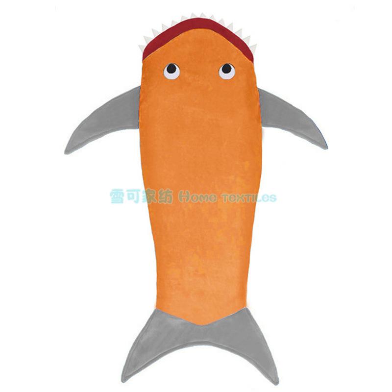 Hot baby boys and girls flannel sleeping bag children cartoon shark's tail