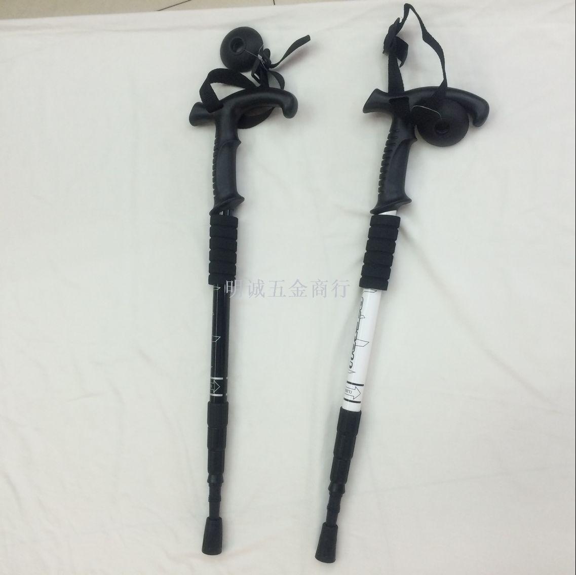 Four-section aluminum trekking pole cane walking stick t bent shank ultra light travel outdoor old hiking sticks
