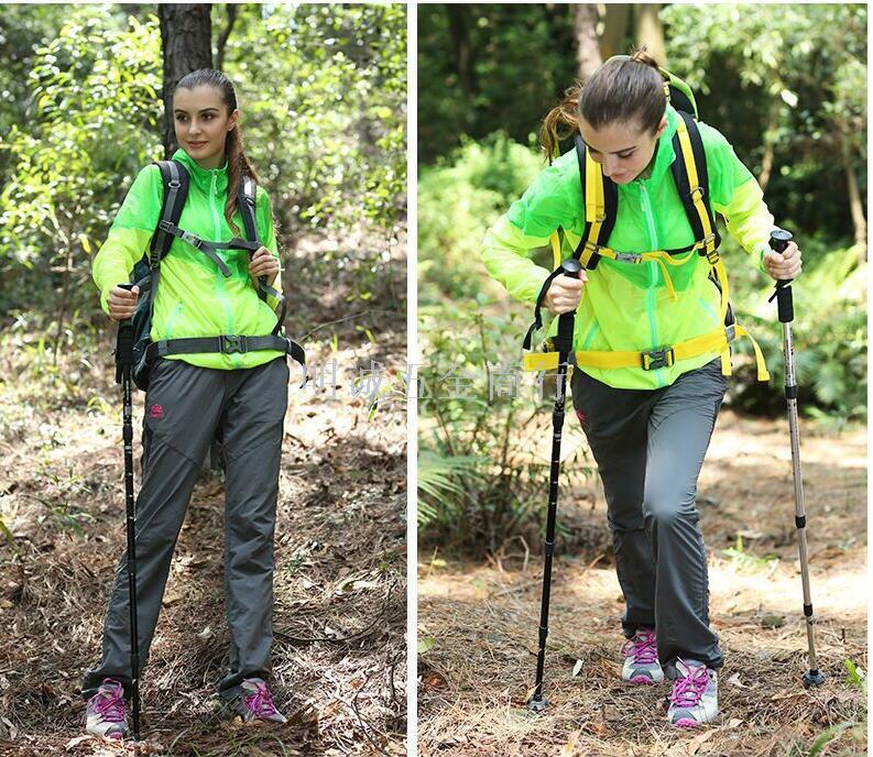 Four-section aluminum trekking pole cane walking stick t bent shank ultra light travel outdoor old hiking sticks