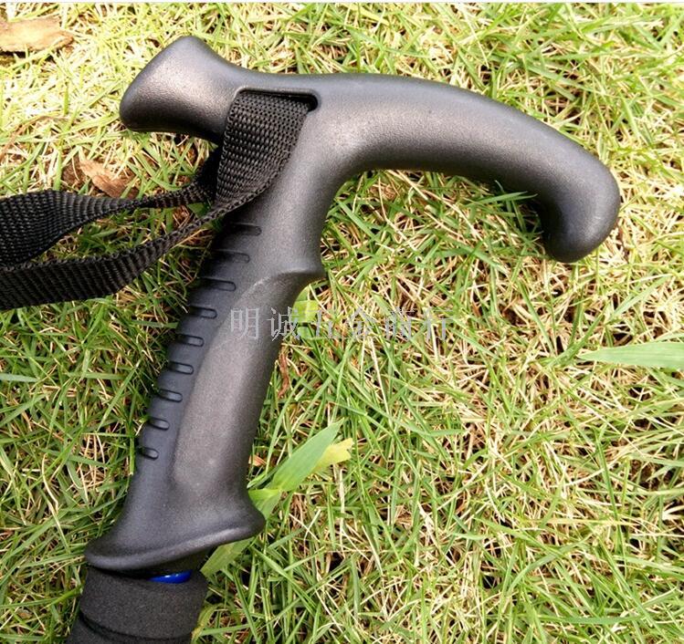 Four-section aluminum trekking pole cane walking stick t bent shank ultra light travel outdoor old hiking sticks
