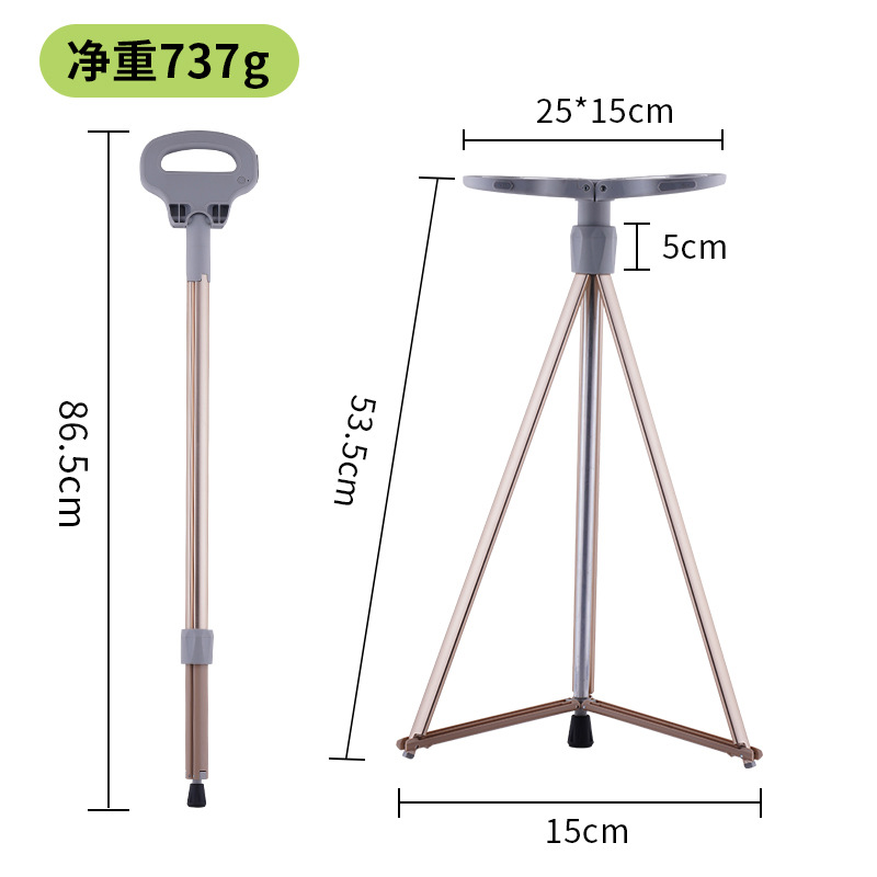 2021 New Multifunction Trekking Poles Portable Folding Cane Vibration Massage Mobile Power Crutch Factory Supply