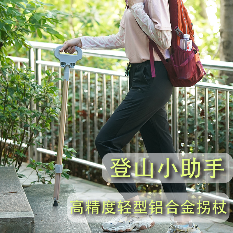 2021 New Multifunction Trekking Poles Portable Folding Cane Vibration Massage Mobile Power Crutch Factory Supply