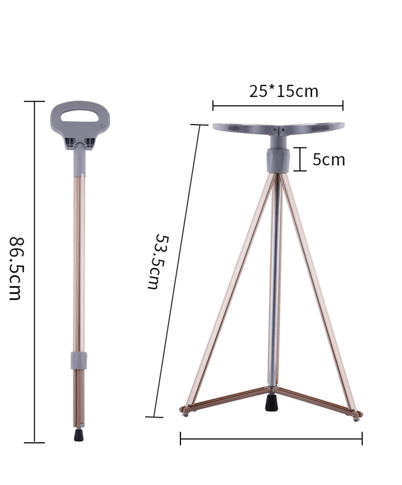 2021 New Multifunction Trekking Poles Portable Folding Cane Vibration Massage Mobile Power Crutch Factory Supply