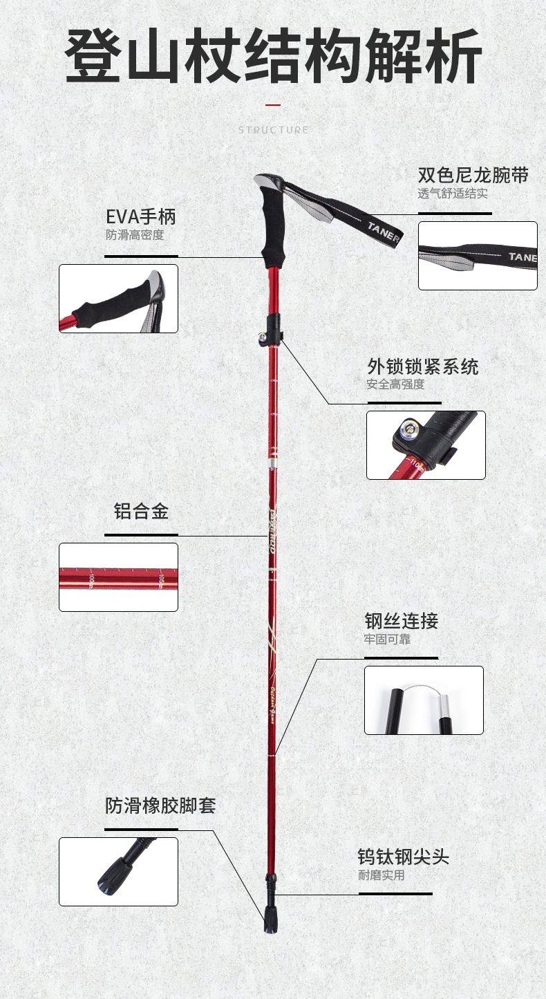 Aluminum Alloy Folding UltraLight UltraShort Retractable Outdoor Hand Trekking Walking Stick Hiking Stave 5 Sections