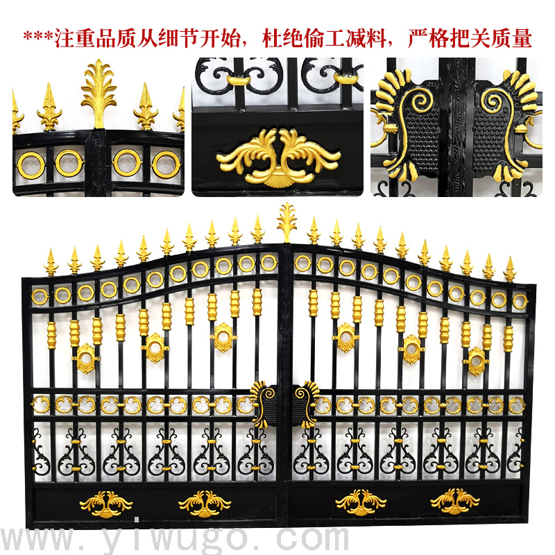 Community Forging Ironwork Gate Electric Remote Control Iron Gate Anti-Theft Door Courtyard Entry Door New Iron Door